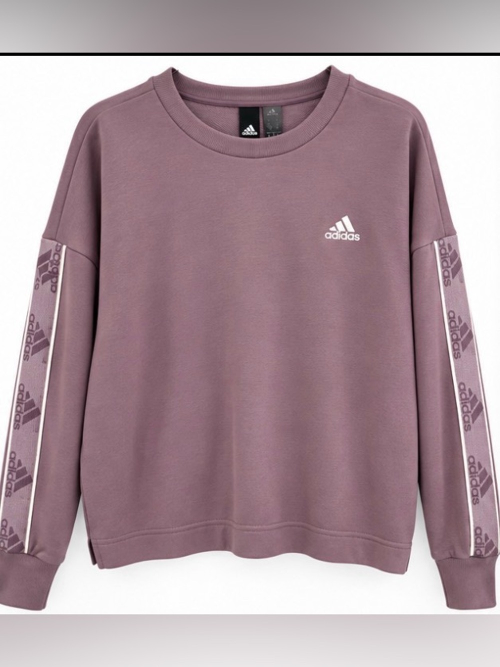 Adidas Women’s Logo Tape Oversized Crewneck Sweatshirt Mauve Purple Size Large